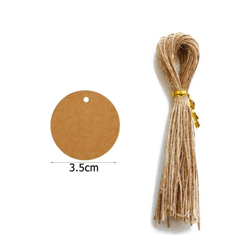 DAWRIS Set 100 Etichette Regalo + 50 Biglietti In Carta Kraft + 20m Spago - Fai Da Te Matrimonio - 4
