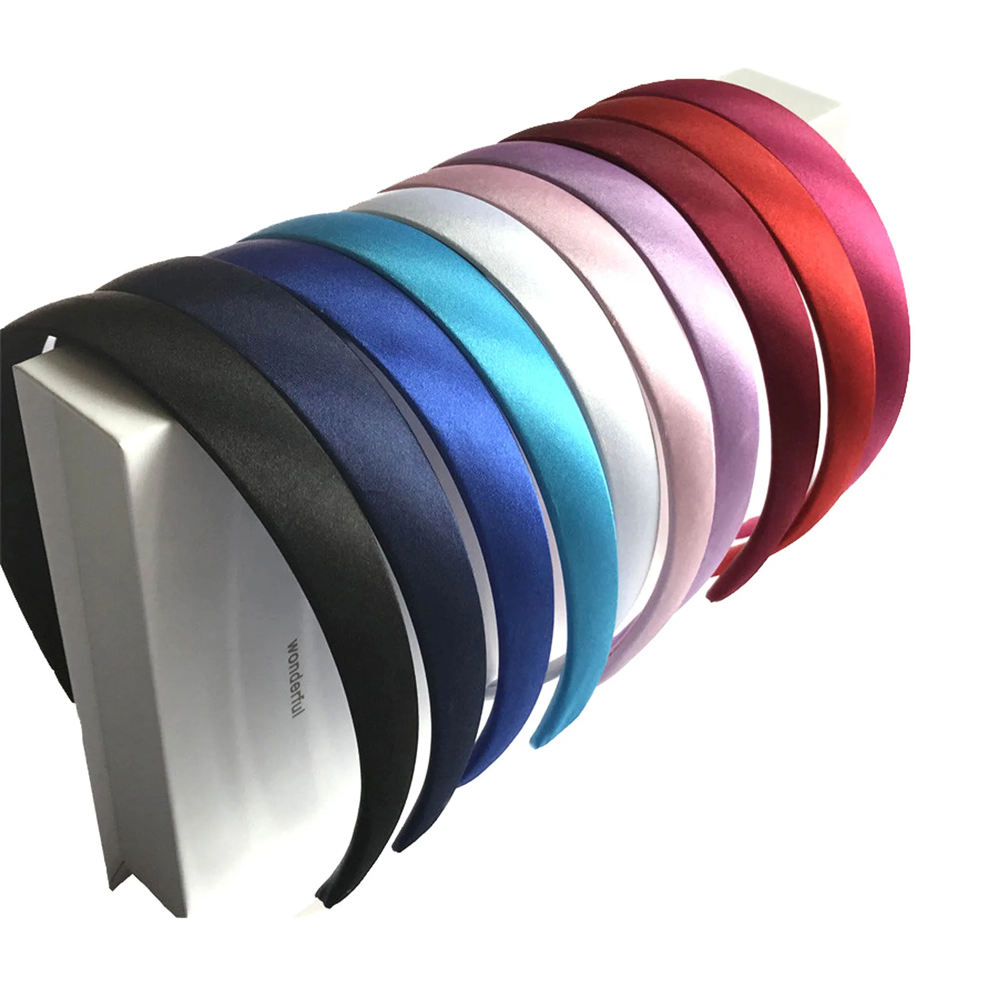 20pcs 2cm Satin Fabric Covered Headband Wholesale 10 Colors Girls Resin Hairband Plastic Hair Loop DIY Hair Accessories