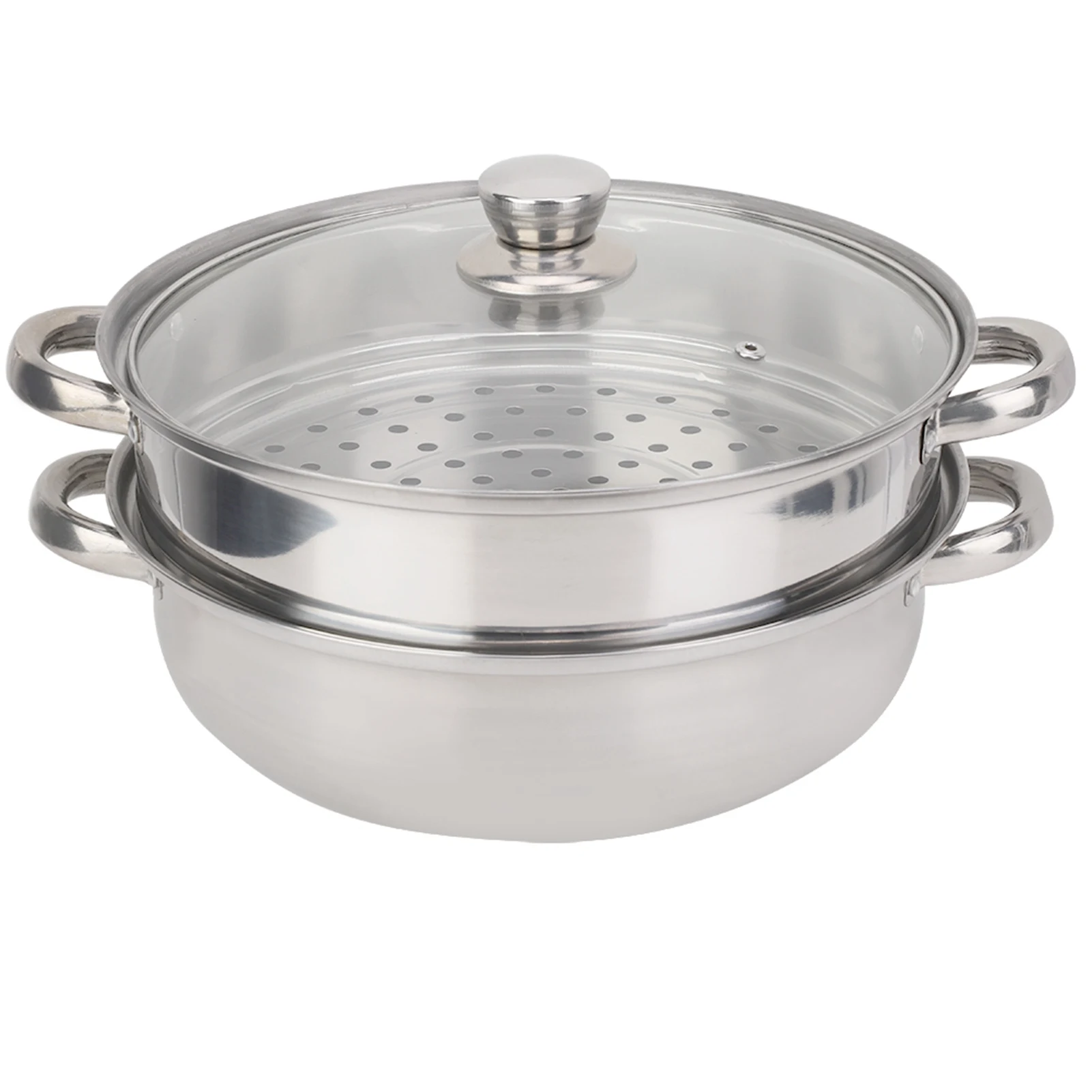 2-Layer Steel Pot Stainless Steel Cookware 27cm/11in 2-Layer Pot Cooker Double Boiler Soup Steaming