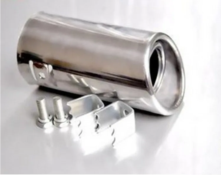 51mm Inlet Diameter Stainless Steel Slanting Round Exhaust Muffler Pipe Modified Tail Throat A2X Exhaust Muffler Cover Car Exhaust Pipe
