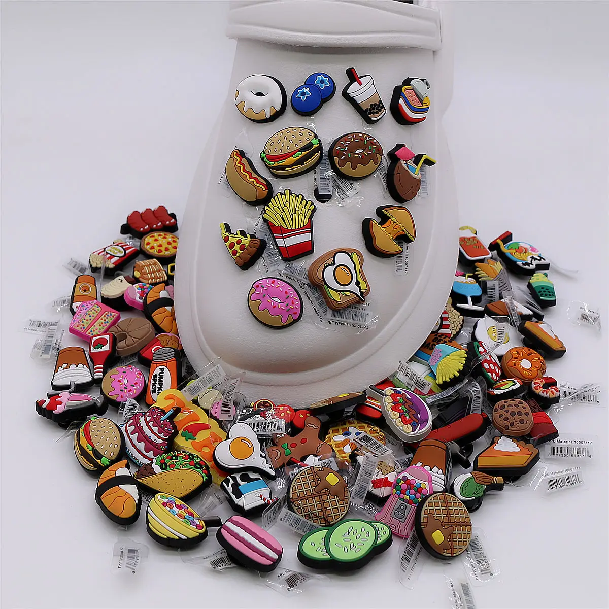3 Pack Original Food Style PVC Shoe Charms Designer Sandal Upper Decorations Accessories Delicacy Dessert Shapes Clog Pin Buckle