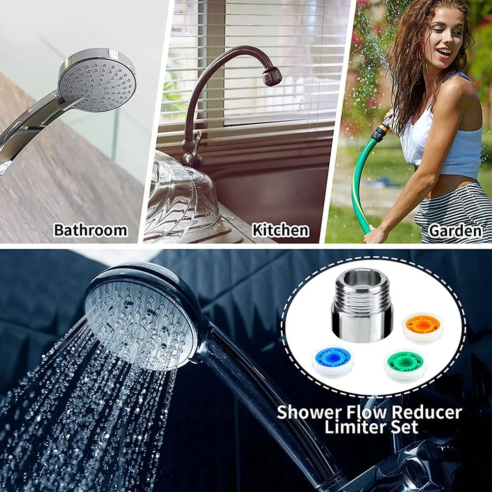 8 Pieces of Shower Flow Reducer Limiter Set Water Restrictor 1/2 Inch Thread Size 4 6 and 9 L/Min for Bathroom Saving