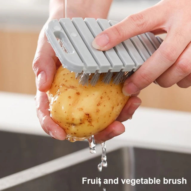 1pc Plastic Vegetable & Fruit Cleaning Brush, Multifunctional Kitchen Fruit  & Vegetable Brush With Hanging String, Cleaning Tool For Washing