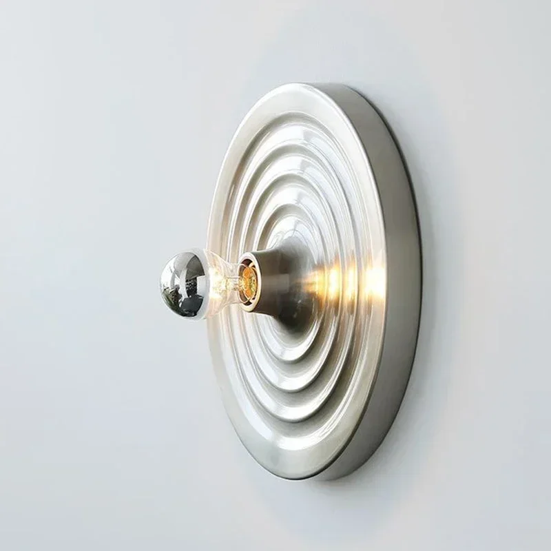 

Medieval Bauhaus Wall Lamp LED Metal Silver Ripple UFO Wall Lamp Bedroom, Living Room, Background Wall, Corridor Light