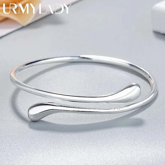 Charm 925 Sterling Silver Bracelets for Women fine Water droplets bangles lady Fashion Wedding Party Christmas Gift Jewelry 1