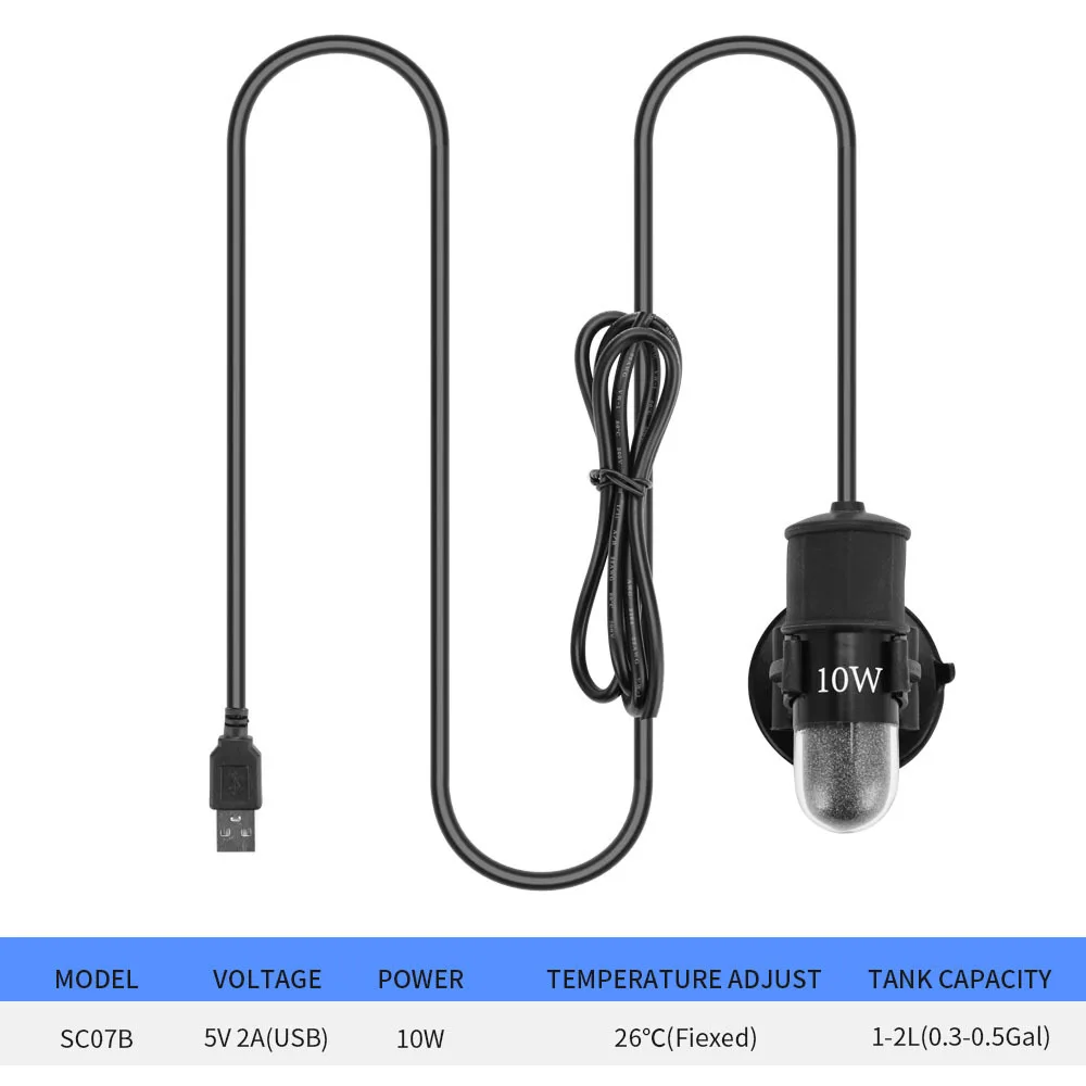 Submersible Adjustable Temperature Aquarium Heater 18-34°C