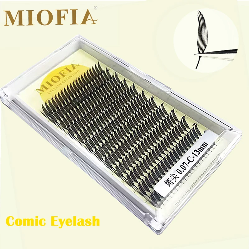 MIOFIA Comic Spire Wimpernverlängerung, natürlich, leicht, 3D-Manga, falsche Wimpern, 8–15 mm Feder, Anime-Nerzwimpern, Make-up-Werkzeug