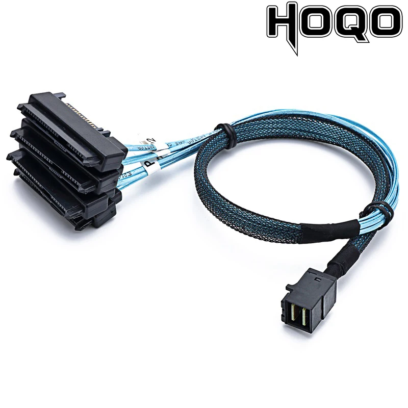 

20PCS AS SATA Cable SFF-8643 To 4 SFF-8482 Internal Mini SAS HD to 4 SFF8482 connector with 15pin Power Port Hard Drive Splitter