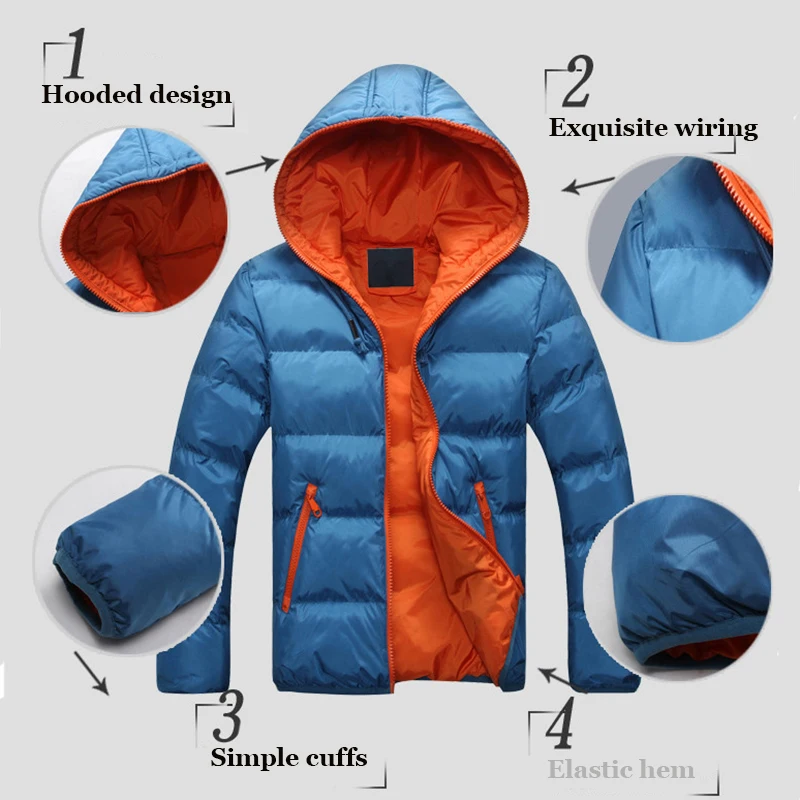 Men's Hooded Parkas Coat Casual Autumn Winter Thin Hooded Cotton Padded Jacket Waterproof Outdoor Travel Climbing Outwear cotton jacket parka coat parkas coat