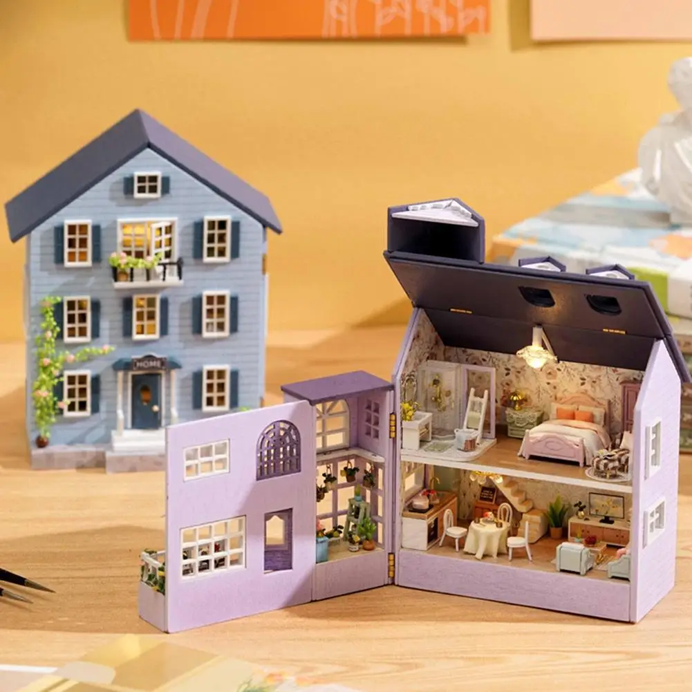 Casa De Muñecas De Madera Con LED – Kit DIY En Miniatura Con Muebles Para Construir Por Adultos, Regalo Original Para Navidad Y Cumpleaños