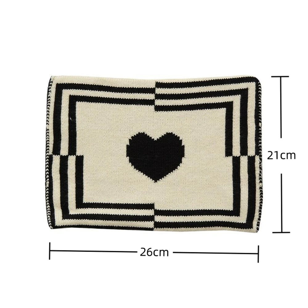 Decoration Knit Desktop Tissue Box Foldable Reusable Heart and Plaid Napkin Cover Dustproof Home Livingroom Car Paper Towels Bag 2