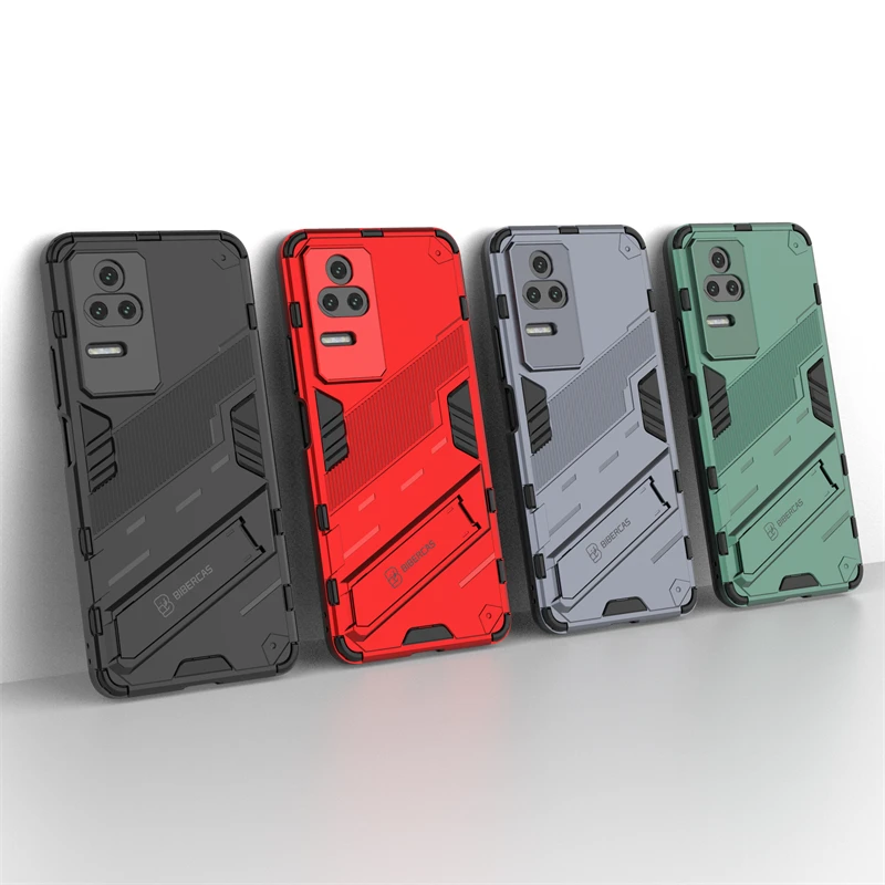 For Poco F4 Case For Poco F4 5G Cover Coque Shell Fundas Armor Shockproof Hard Stand PC Phone Bumper For Poco F4