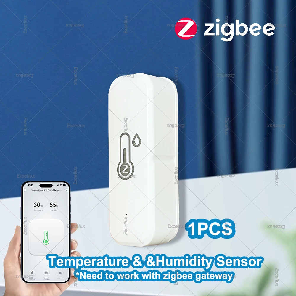 חיישן טמפרטורה ולחות חכם ZigBee לפנים, מד חום ולחות לבית חכם, מוניטור מרחוק באמצעות אפליקציה, נדרש שער Zigbee