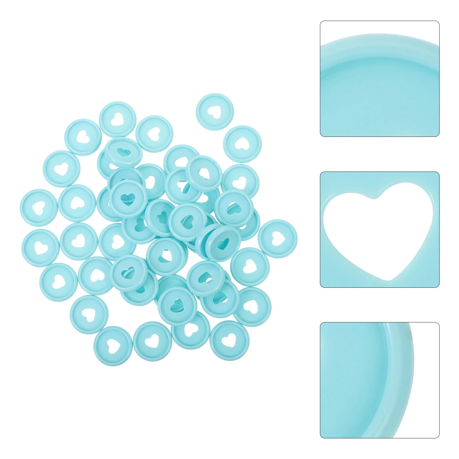 50 Pcs Macaron Color Binding Buttons Heart Shaped Notebook Discs Plastic Buckles Loose Leaf Binder Spines Office Binding