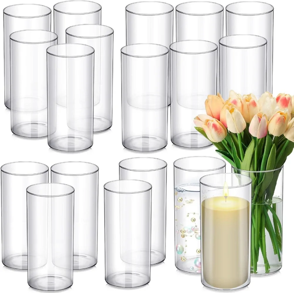 

40 Pcs Clear 8x4 In Cylinder Glass Vases Wedding Party Bridal Shower Table Centerpieces Glass Flower Vase living room decoration