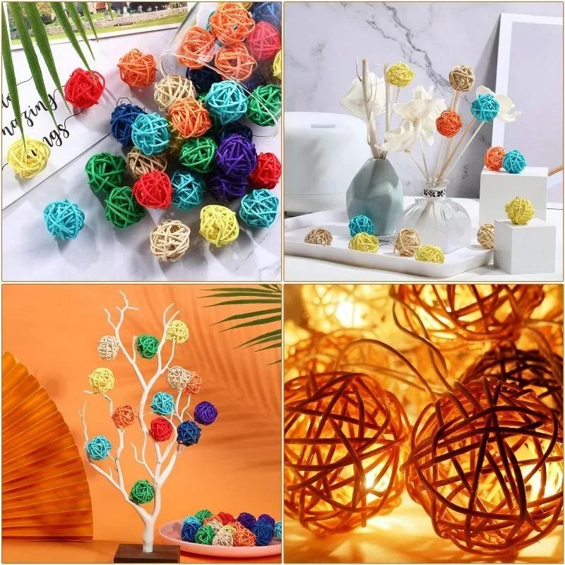 Bird Toy 10Pcs Multicolor Rattan Ball for Parrot Budgies Hamsters Bunny