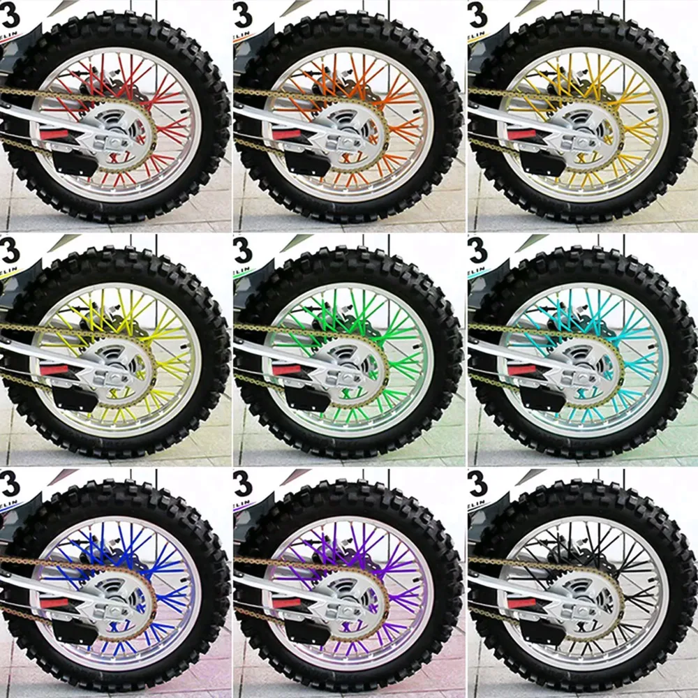 36Pcs/Pack Bike Wheel Spoke Protector Colorful Motocross Rims Skins Covers Off Road Bike Guard Wraps Kit Motorcycle Guard