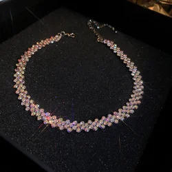 Elegant Rhinestone Choker Necklace for Women - Personalized Crystal Jewelry for Weddings and Parties (Colorful - silver)