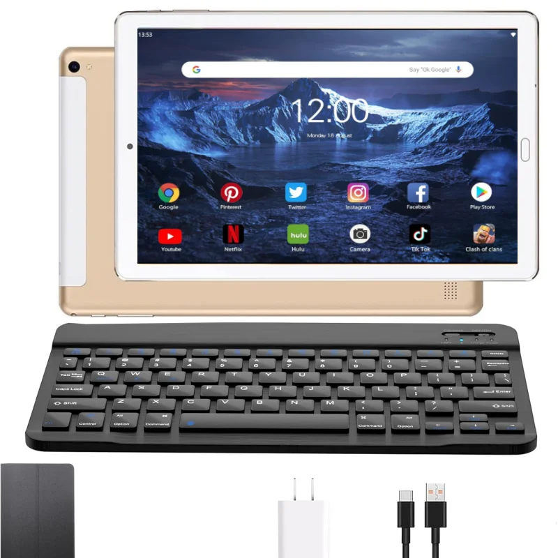 X2 콜링 태블릿 10.1인치, 안드로이드 8.1 시스템, MTK6753 8코어 A53 CPU, 3GB 메모리 32GB 저장용량, 타입-C 고속 충전 및 SIM C 지원