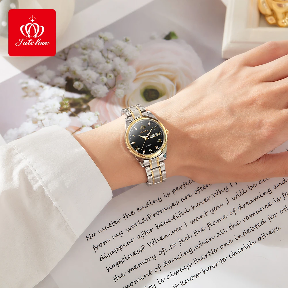 FATE LOVE 819 Luxury Quartz Watch for Women Stainless Steel Waterproof Classics Wristwatch for Lady Bracelet Sets Women Watch 5