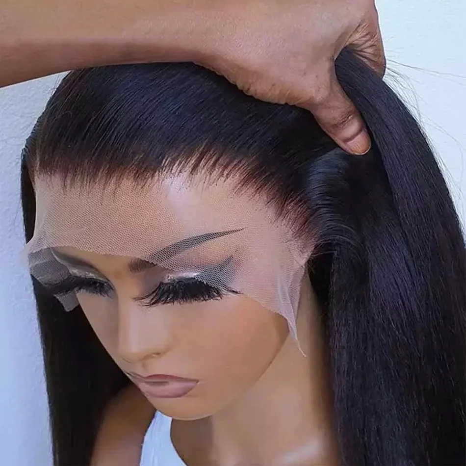 Kinky Straight 13x4 HD Lace Front Human Hair Wigs human hair wig human hair extensions lace front wig human hair wigs front lace wig for Woman Pre Plucked Yaki Straight 13x4 HD Lace Frontal Wigs