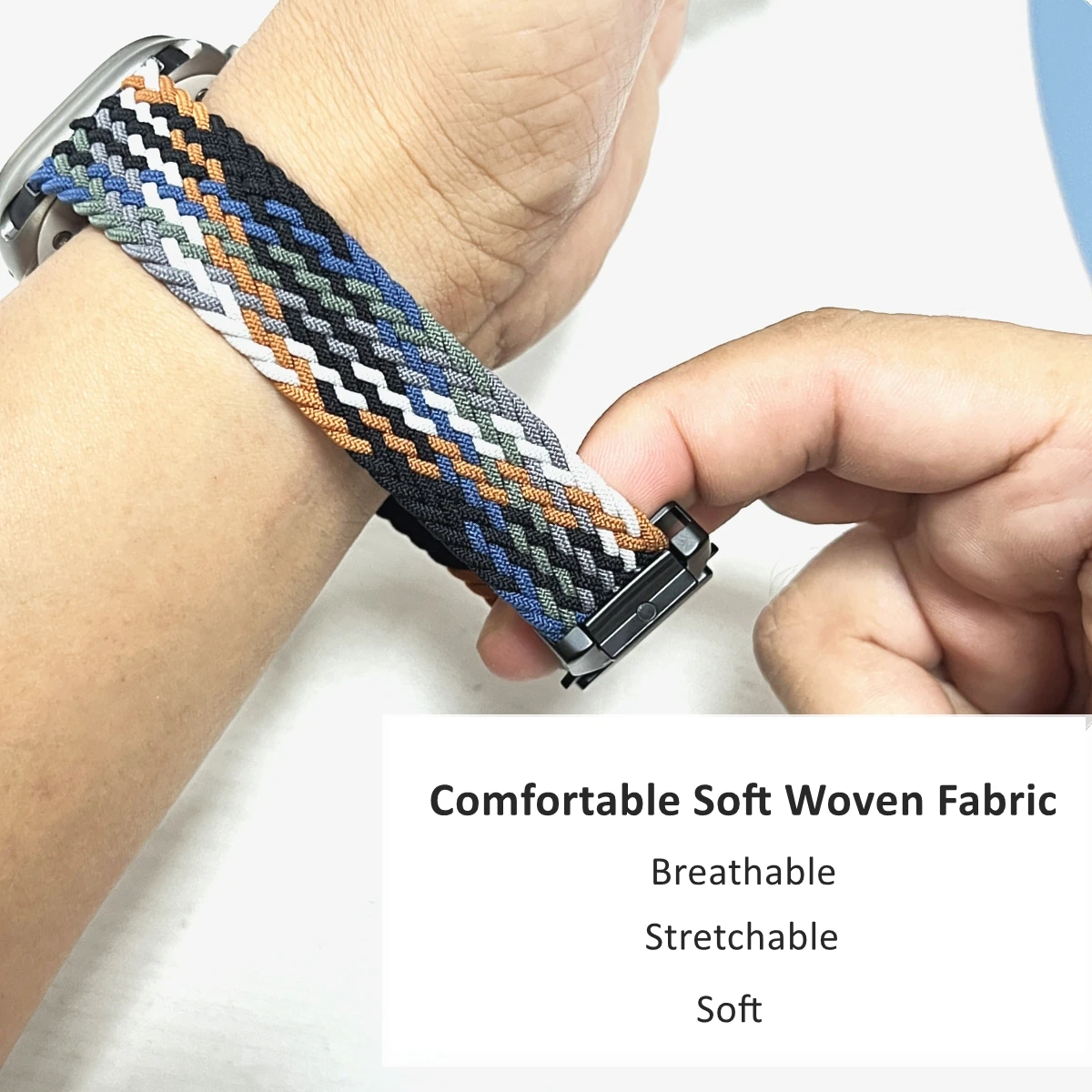 Braided Loop Metal Parachute Buckle Nylon Elastic Strap Bracelet