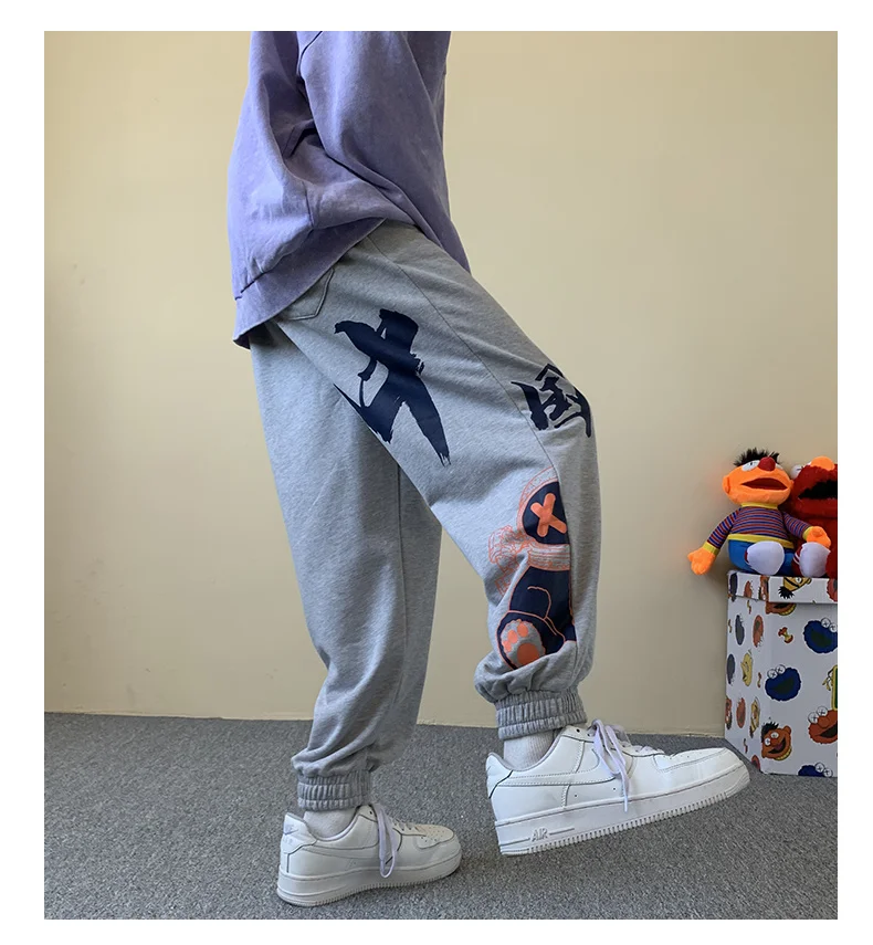 brown sweatpants Men's Casual Pants Spring New Loose Fashion Printed Sports Trend Black Chinese Elements Whos Trousers  Summer Recommend mens active wear pants