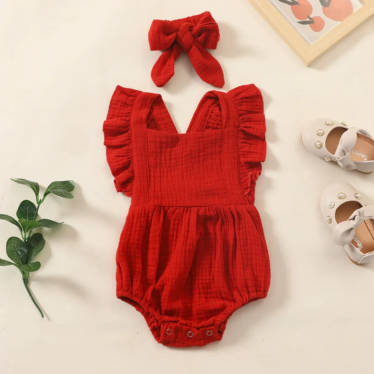 Baby rompers Newborn Infant Baby Girls Romper and Headband Muslin
