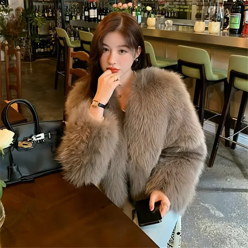 フェイクフォックスファーコート レディース 韓国 ショート