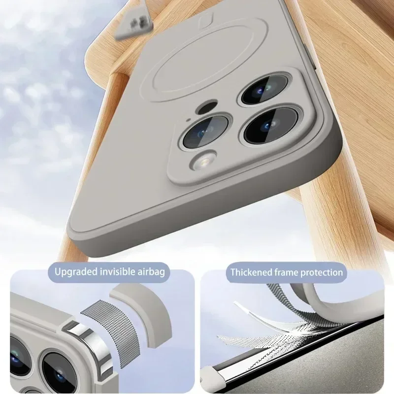 Magnetic Wireless Charging Liquid Silicone Soft Case with Magsafe Compatibility