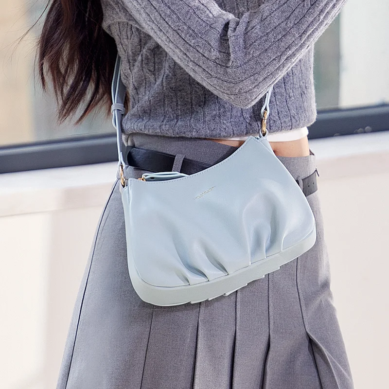 Semir Armpit Bag Women New Gentle Handbag Pleated Cloud Bag Morandi Single Shoulder and Crossbody