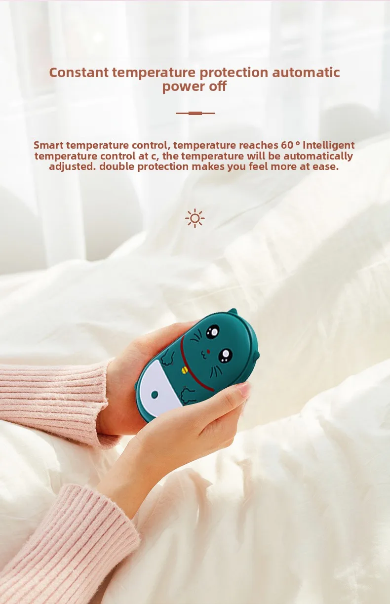 Cute Pet Shaped Electric Hand Warmer USB Charging Portable Waterless Hot Water Bag Dual Purpose 3000mAh Power Bank 2-in-1