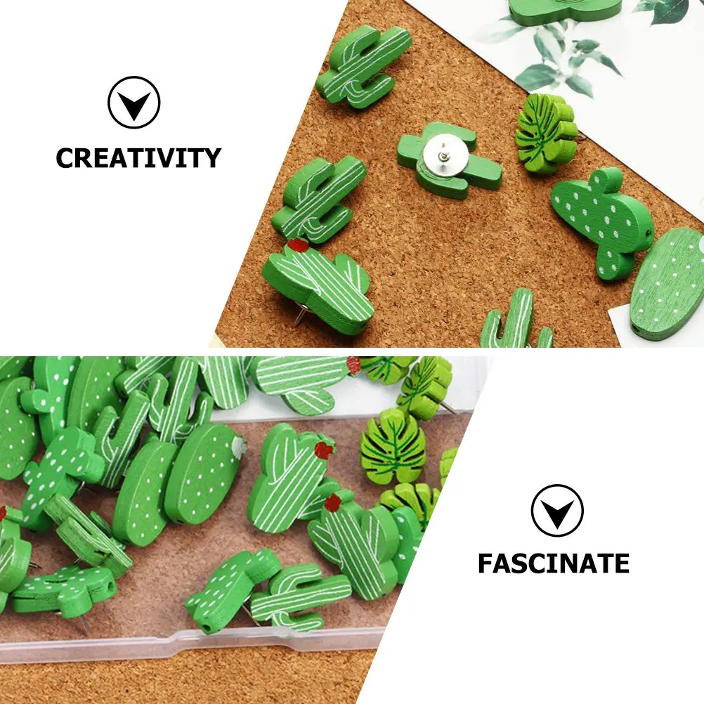30Pcs 장 압정 사무실 홈 학교 사진 벽지도 게시판 고정용 나무 선인장 야자수 잎 모양 압정