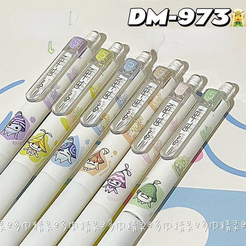 

12PCS DM973 Genie Press Gel Pen ST Quick Dry Cute Black Pen Kawaii Stationery Pens for Writing