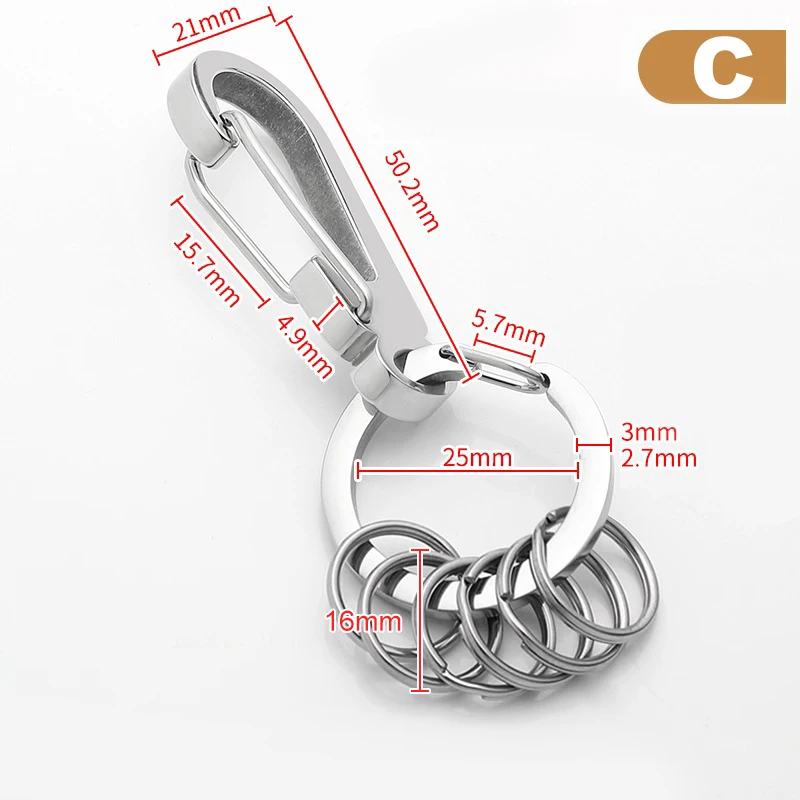 Polished Stainless Steel D-Ring Horseshoe Carabiner Keychain for Durable Key Organization