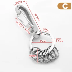 Polished Stainless Steel D - Ring Horseshoe Carabiner Keychain for Durable Key Organization (C)