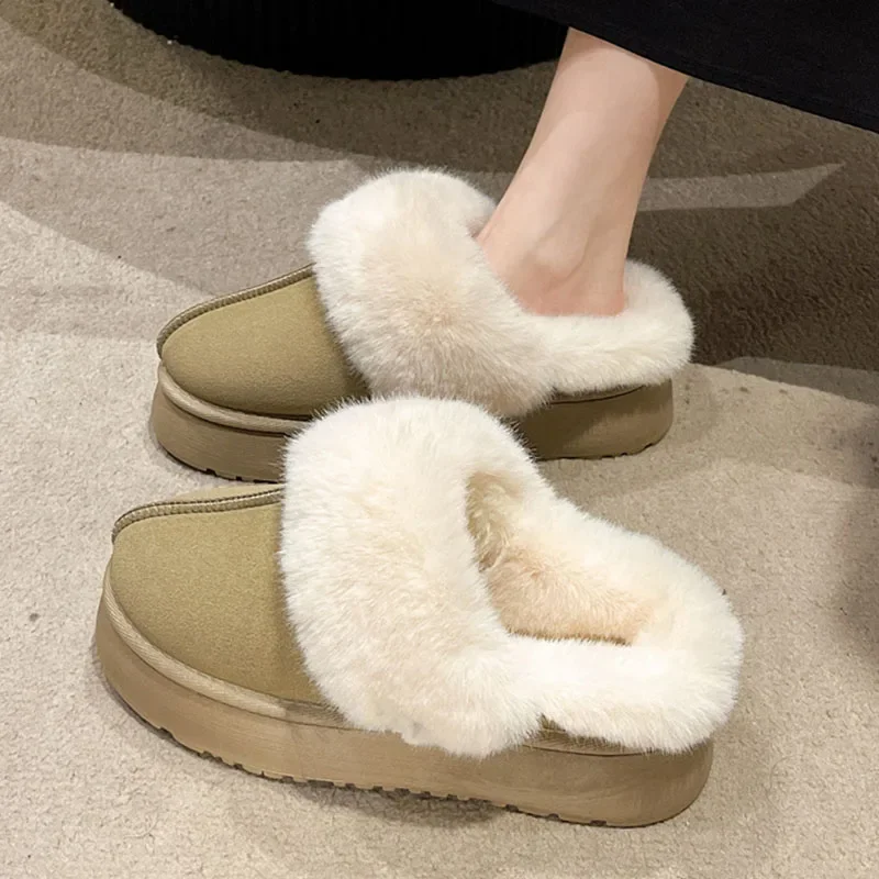 

Snow Bottom, Women, Bean Boots Fleece-Lined For Shoes Women, Cotton Thick Toe Warm Slippers, Bag, Slip-on Cap, Pregnant