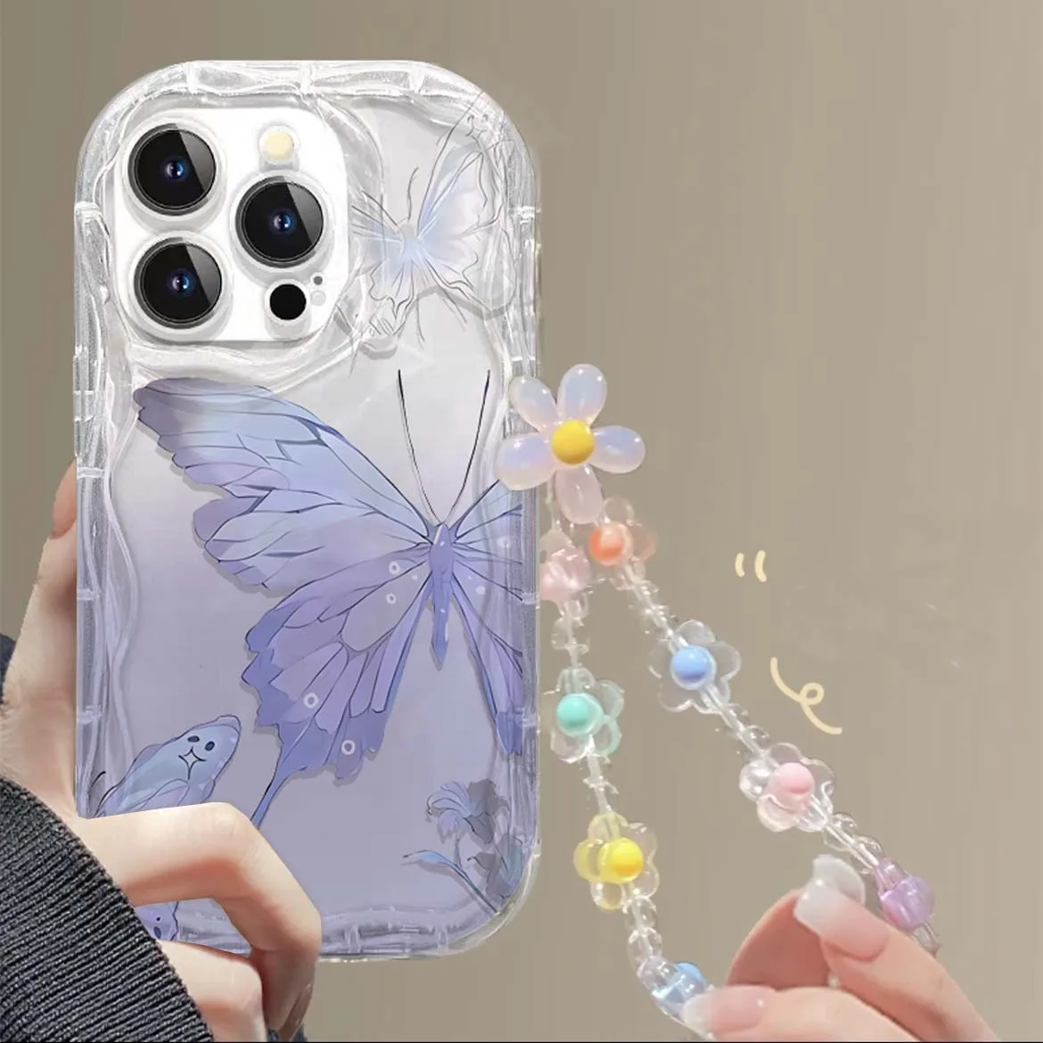Elegant Butterfly & Flower Chain Phone Case