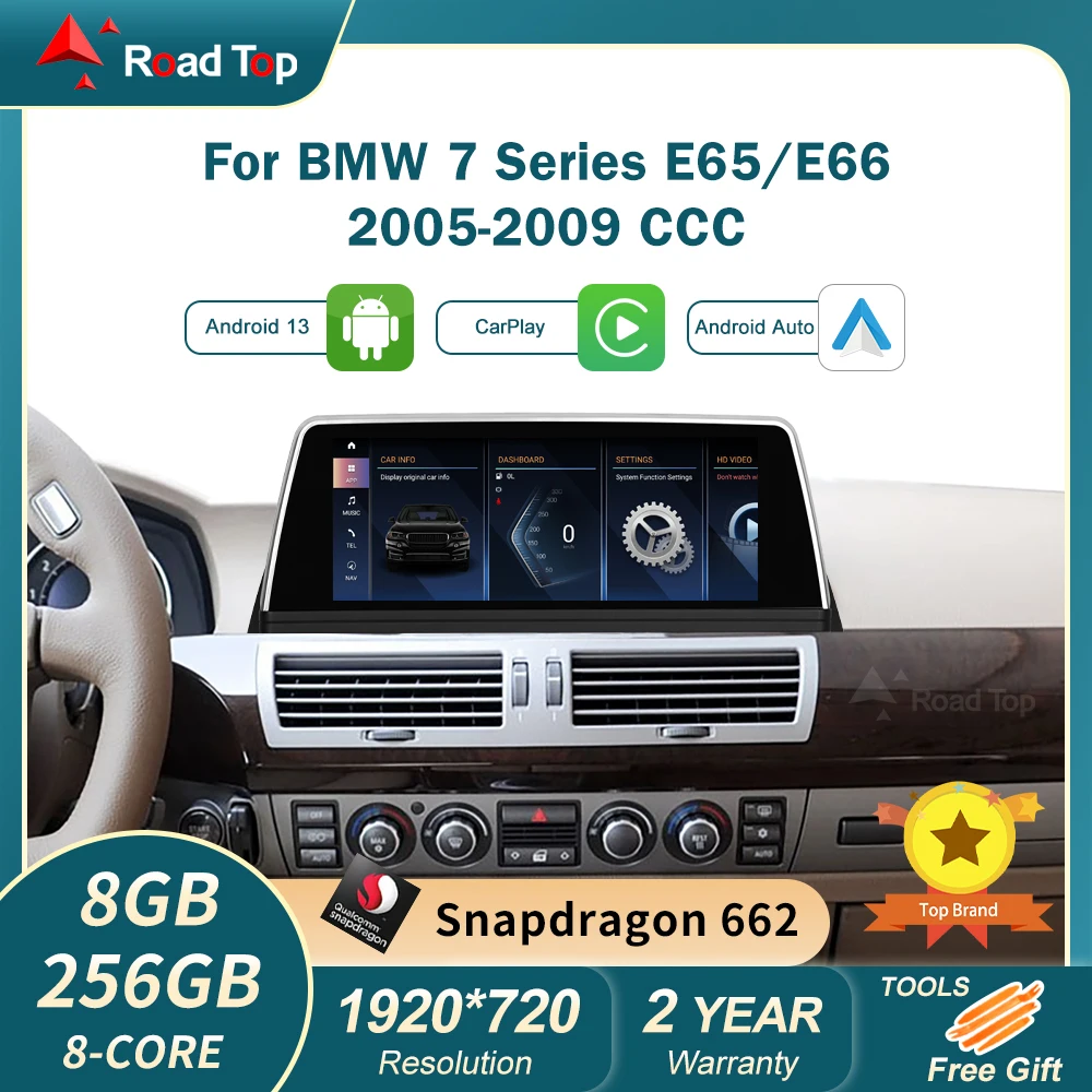 Snapdragon 662 HD Android 13 CarPlay Display for BMW Series 7 E65