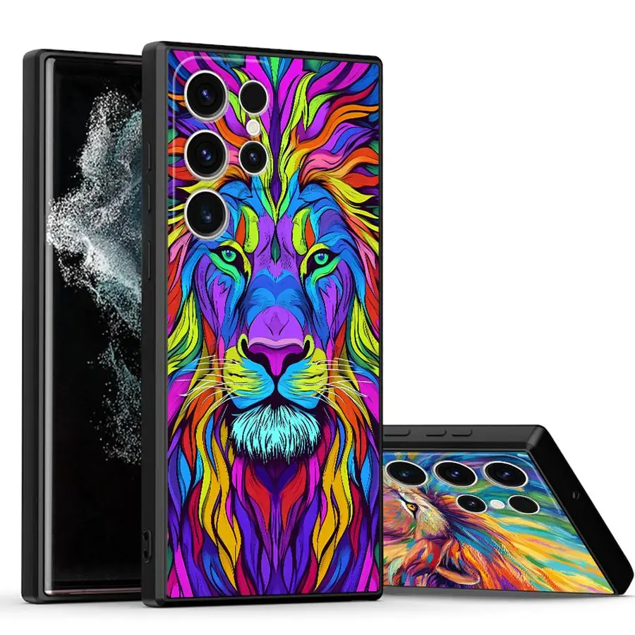 Black Soft Shell Case with Colorful Anime Lion Design