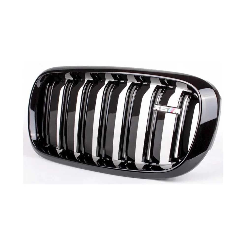 

For Front Grill High Quality Double Slat Line Glossy Black Kindly Center Mesh Grill for X5 F15 F16 2014-IN