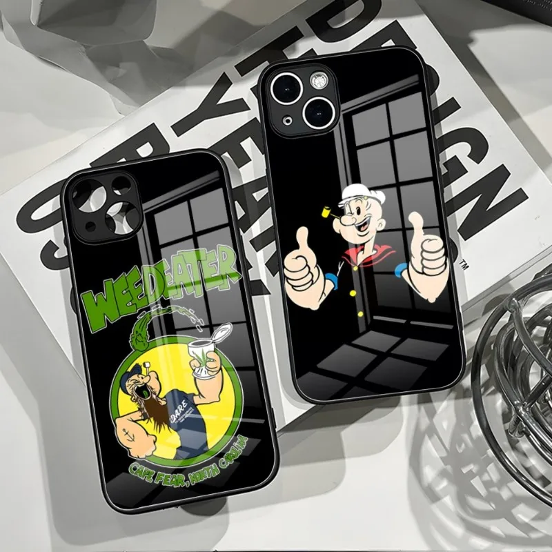 Custodia Per Telefono Con Spinaci Popeye Per Iphone 14 Pro Max 12 11 13 Mini X Xr Xs 8 7 6 Plus Se 2020 Cover Posteriore In Vetro Temperato