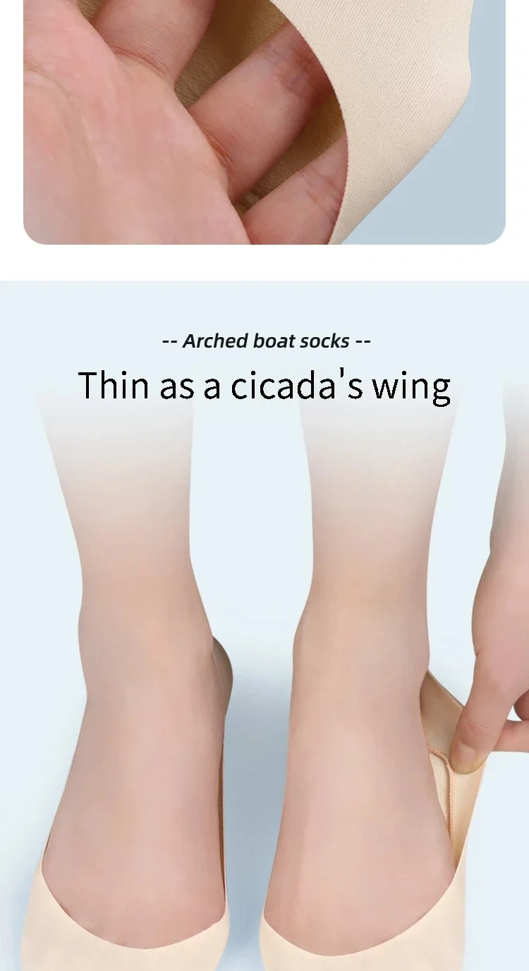 Damen Rutschfeste Niedrige Socken-Einlegesohlen für Fußgewölbe Unsichtbare Flache Bootsocken Weicher Schwamm Stoßdämpfend Druckentlastend – Detail 7