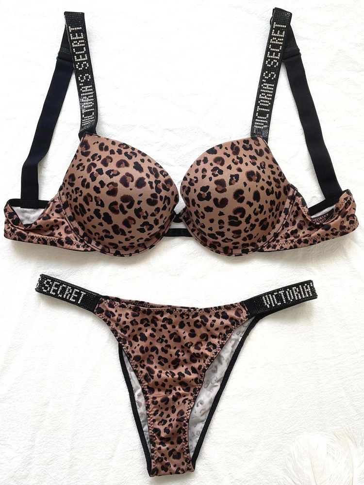 Sexy Lace Lingerie For Women Plus Size Luxury Rhinestone victoria Bra Brief Two Piece Push Up Underwear Women Set Lenceria mujer
