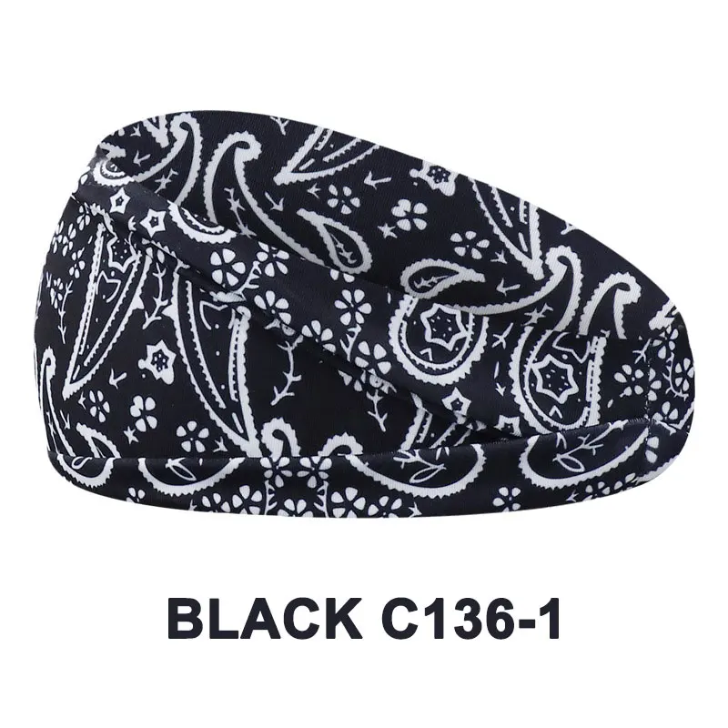 Summer Fitness Women Sweatband Retro Fashion Bohemian Pattern Haarband Damen Wide Edge Sports Yoga Elastic Men Hair Band