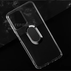 Enhanced Back Ring Holder Bracket Phone Case - Soft TPU Silicone Cover for Oukitel C35 (Clear Tpu A Black)