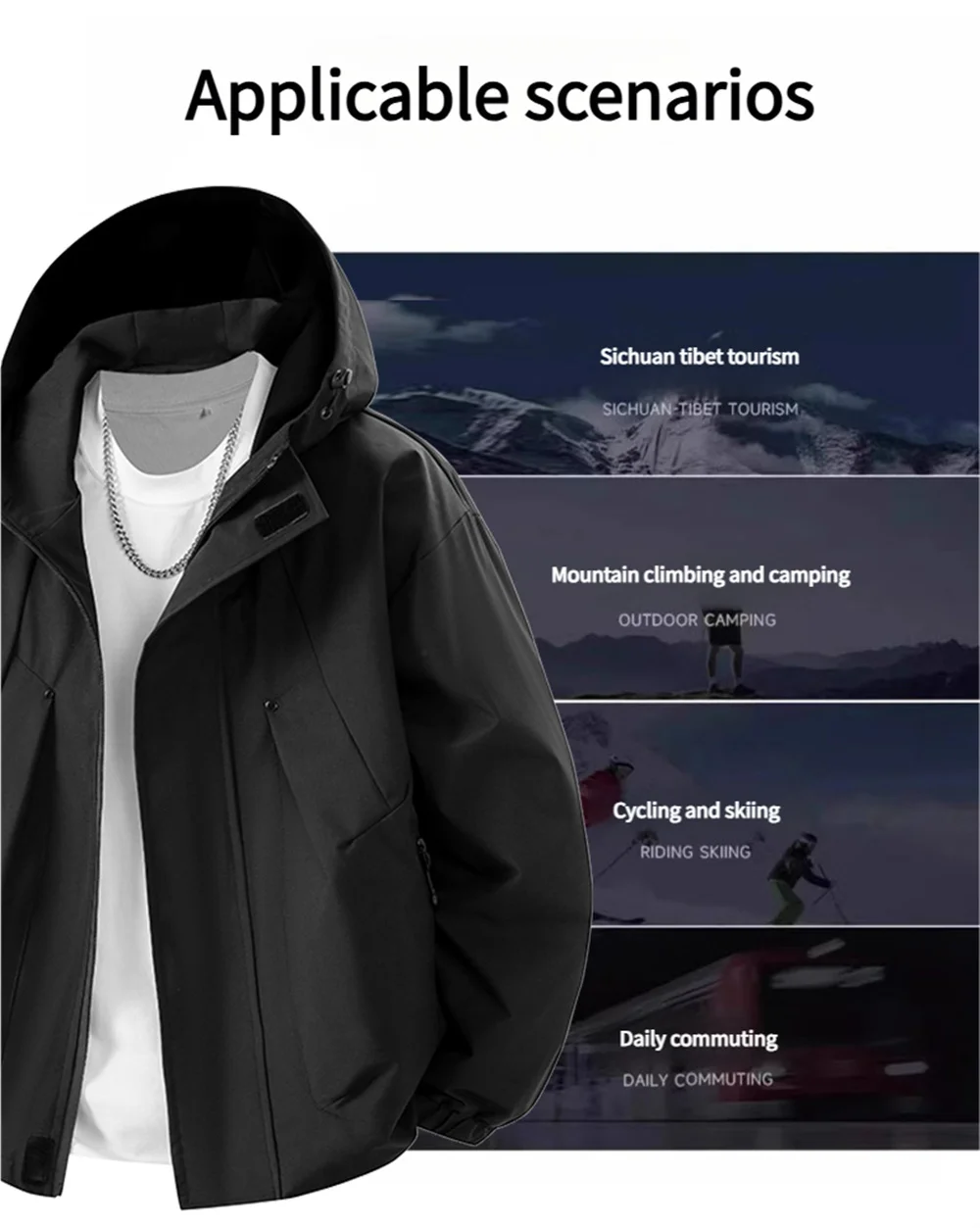 Windproof Waterproof Jacket - Plus Size Workwear Coat With Breathable Zipper Closure