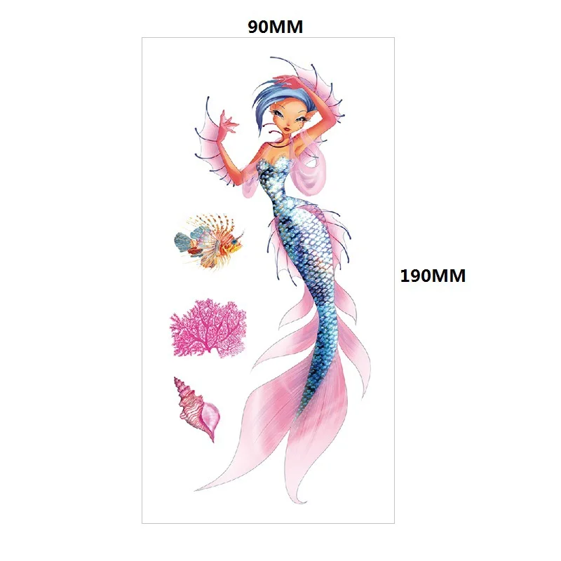 Mermaid Temporary Tattoo for Kids Under the Sea-76 Glitter Style