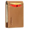 Genuine Leather Mens Wallet with money clip Slim with Metal Clips Money Holder Billfold with Money Clip 6