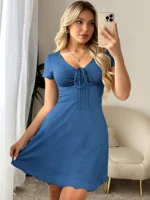 Women's Fashionable and Elegant Series Drawstring Dress European and American Style for Four Seasons - Image 6